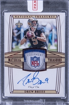 2019 Panini National Treasures Material Treasures  #MTS-DB Drew Brees Signed NFL Shield Patch Card (#1/1) - Panini Sealed Case